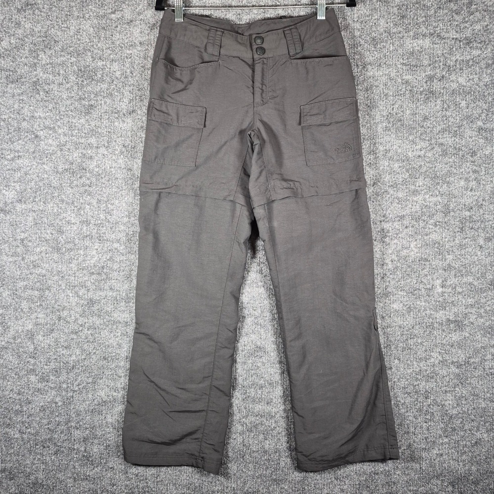 The North Face Convertible Hiking Pants 2 Short Gray Nylon Cargo Womens